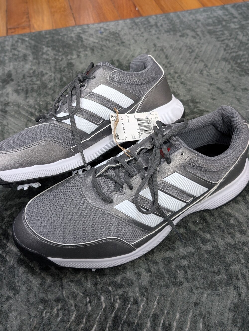 Adidas Tech Response 2.0 Gray Silver Metallic Mens Sz 13 Spike Golf Shoes EE9123